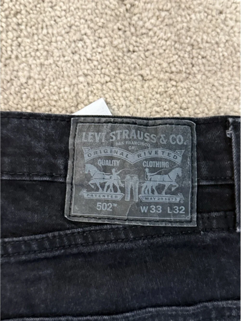 Levi’s 502 Regular Taper Jeans Men’s W33 L32 Black Stretch Denim Pants
